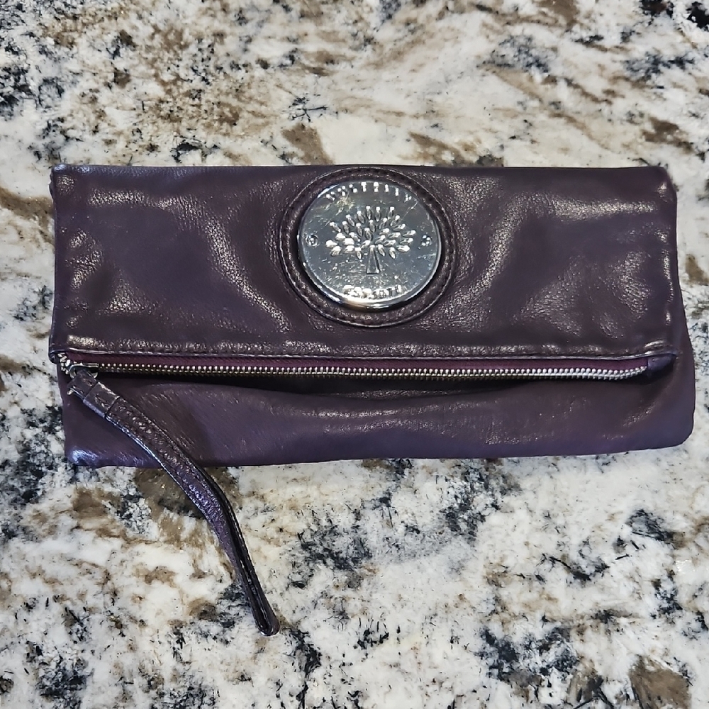 Mulberry Purple Leather Clutch